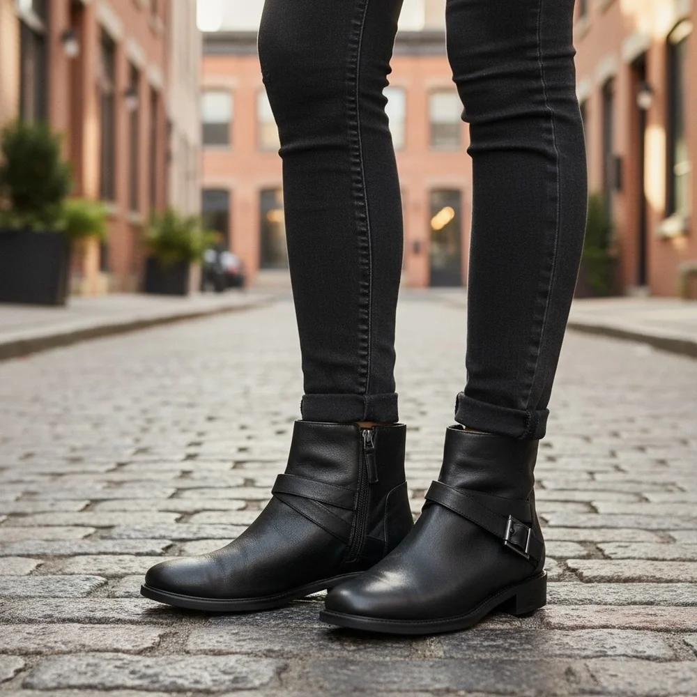 Aquatalia  Bree Black Leather Ankle Boots, NWOT Water Resistant